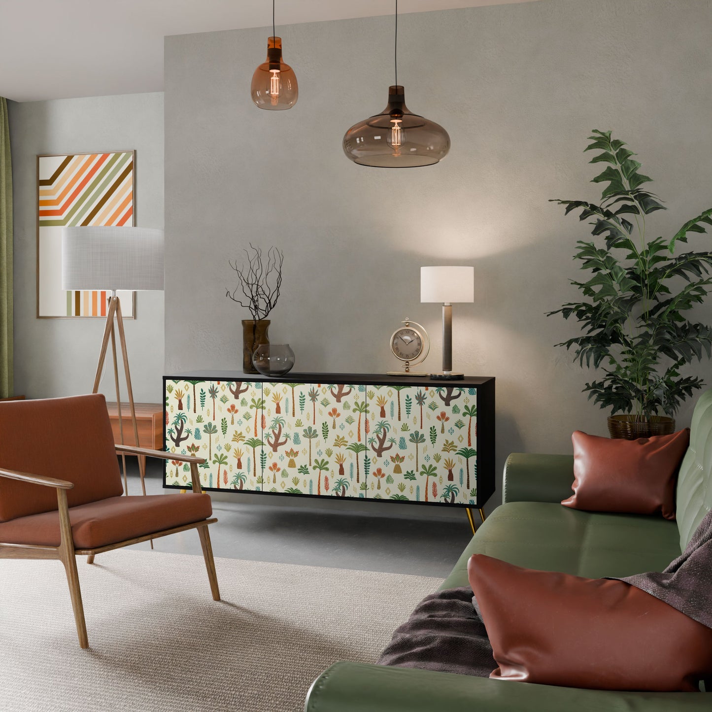 Credenza PALM SPRING a 3 ante in finitura nera