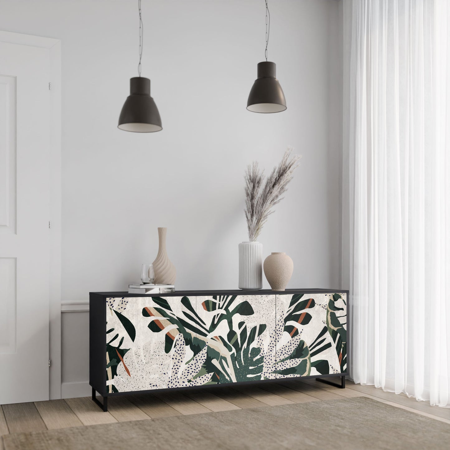 Credenza VERDURE FORMATION a 3 ante in finitura nera