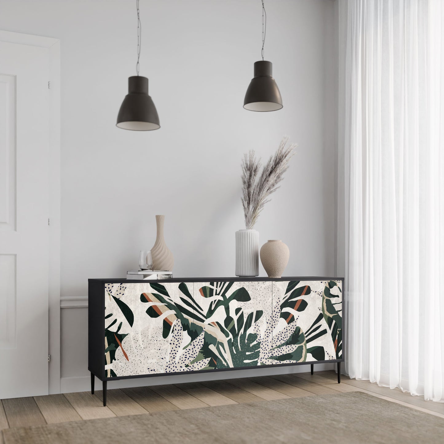 Credenza VERDURE FORMATION a 3 ante in finitura nera
