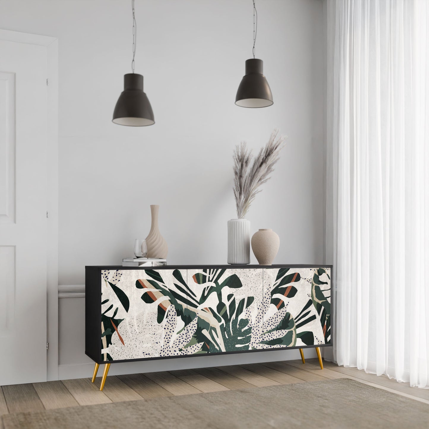 Credenza VERDURE FORMATION a 3 ante in finitura nera