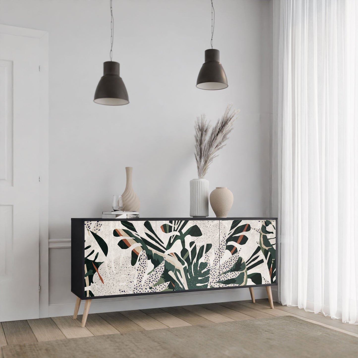 Credenza VERDURE FORMATION a 3 ante in finitura nera