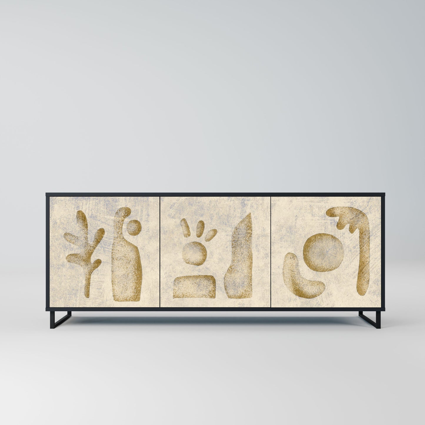 SAND SCULPTURES 3-Door Sideboard in Black Finish