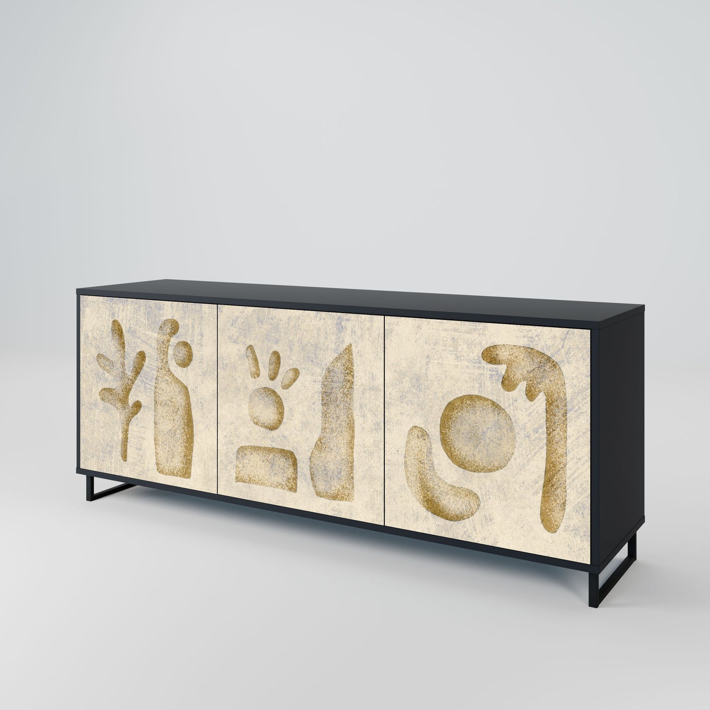 SAND SCULPTURES 3-Door Sideboard in Black Finish