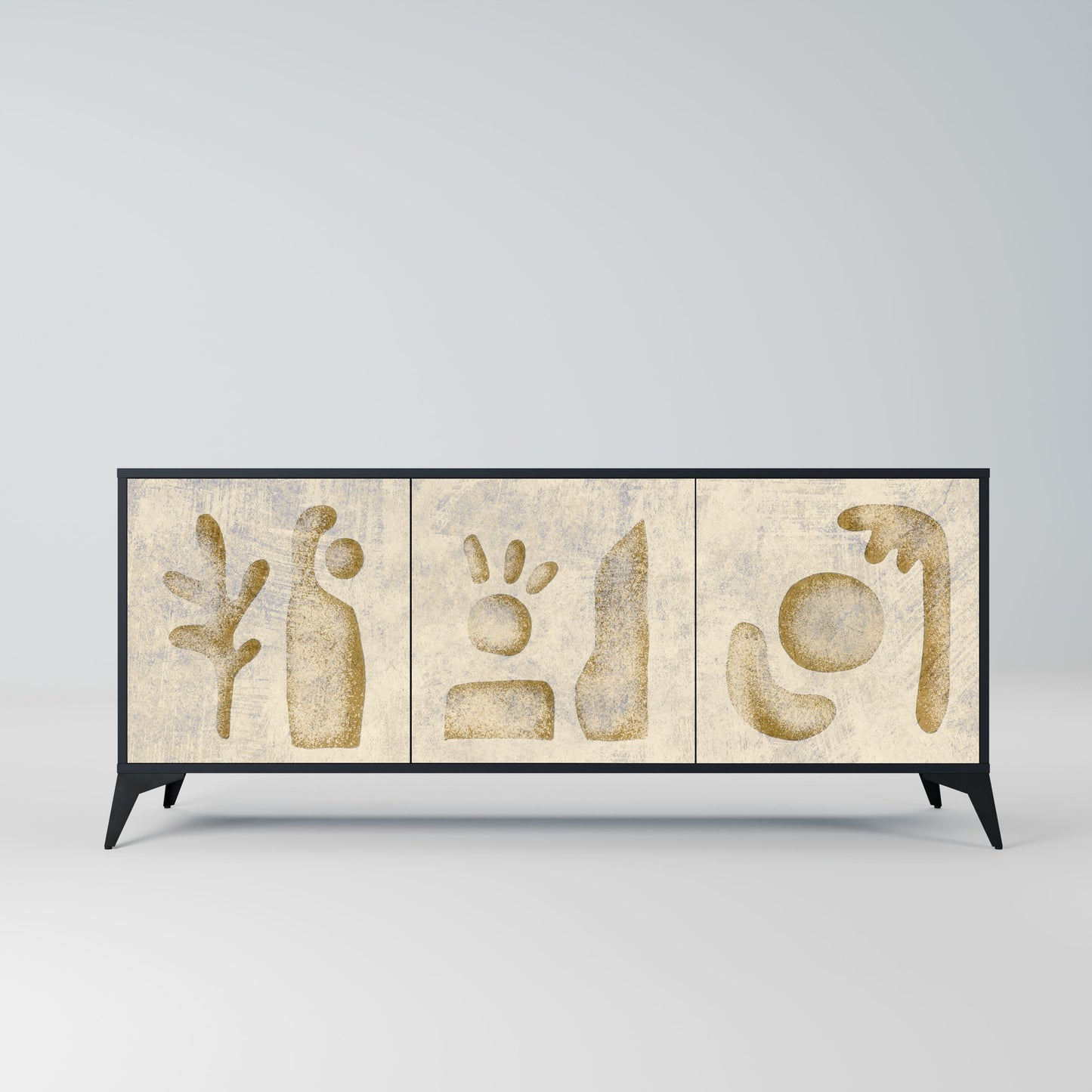 SAND SCULPTURES 3-Door Sideboard in Black Finish