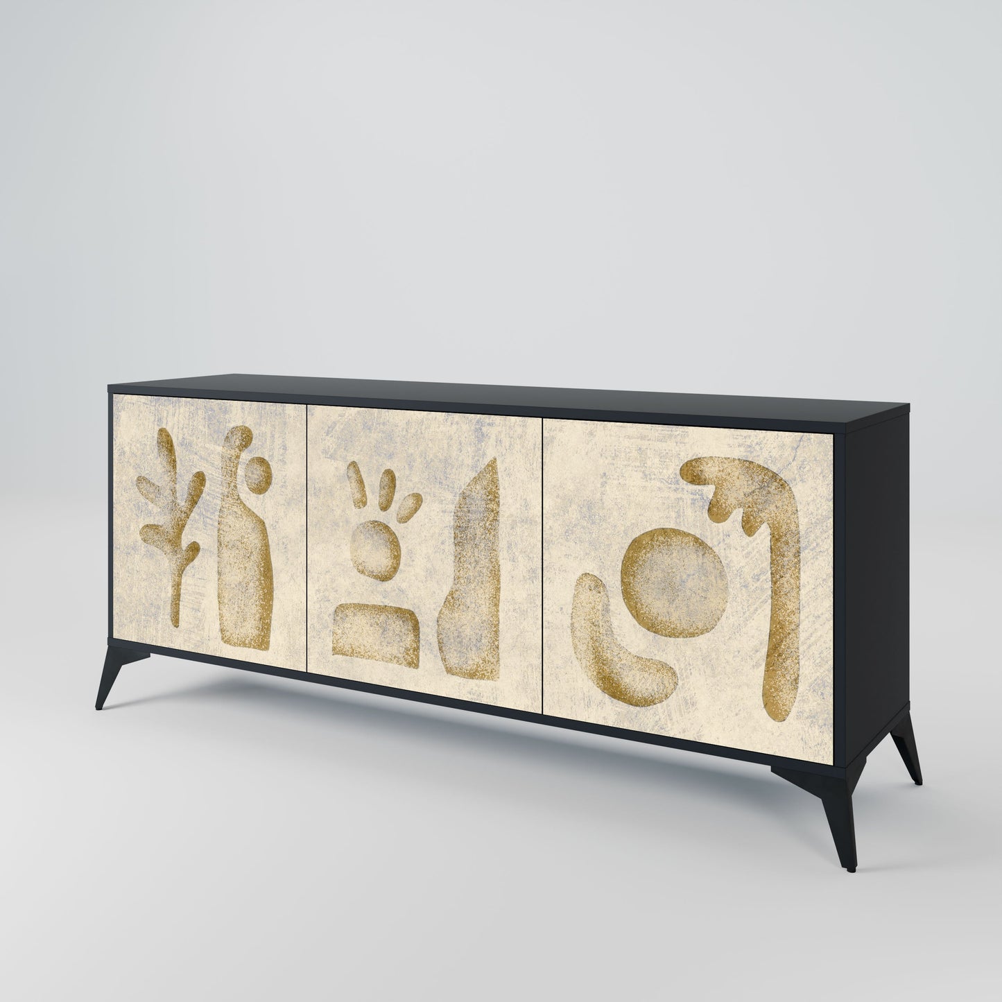SAND SCULPTURES 3-Door Sideboard in Black Finish