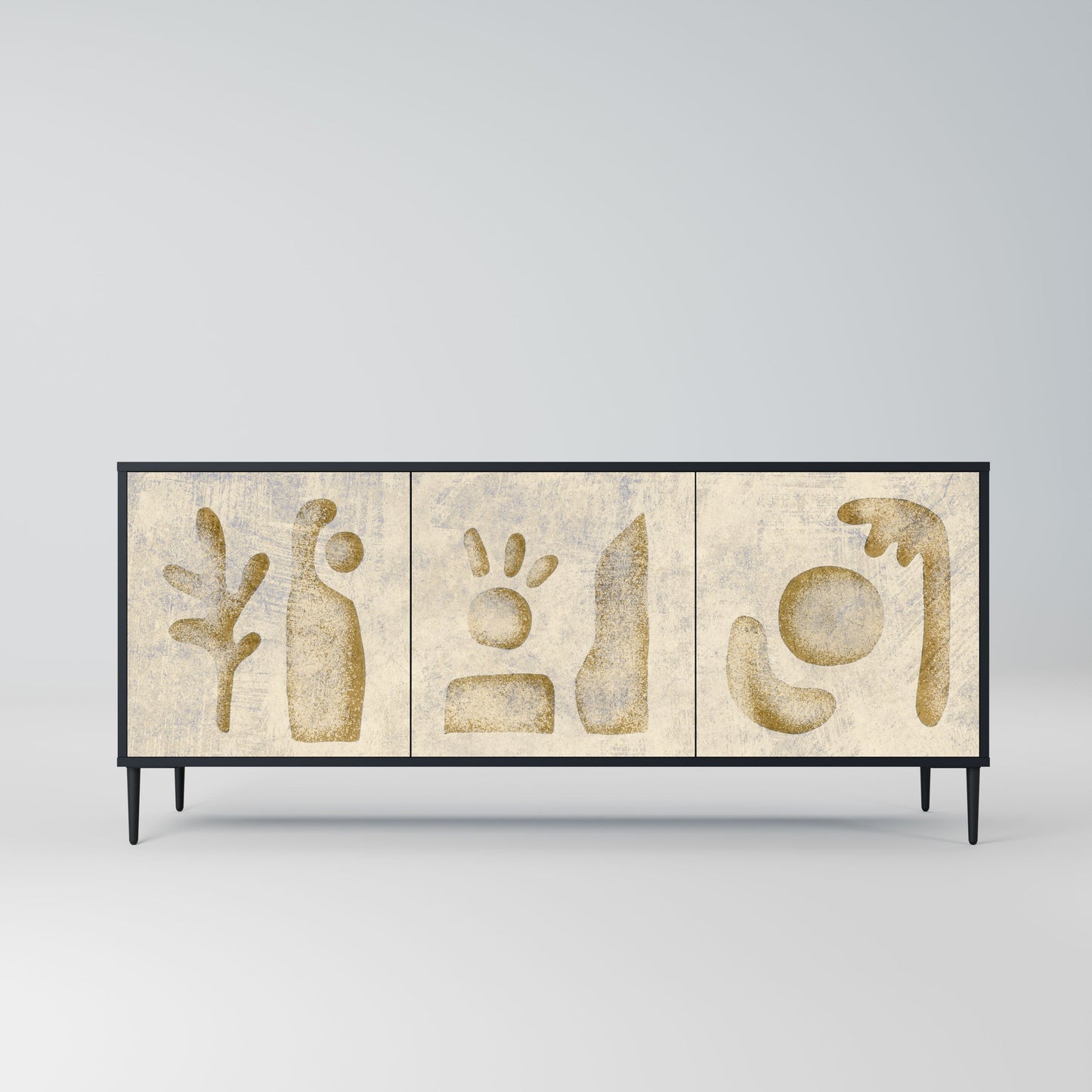 SAND SCULPTURES 3-Door Sideboard in Black Finish