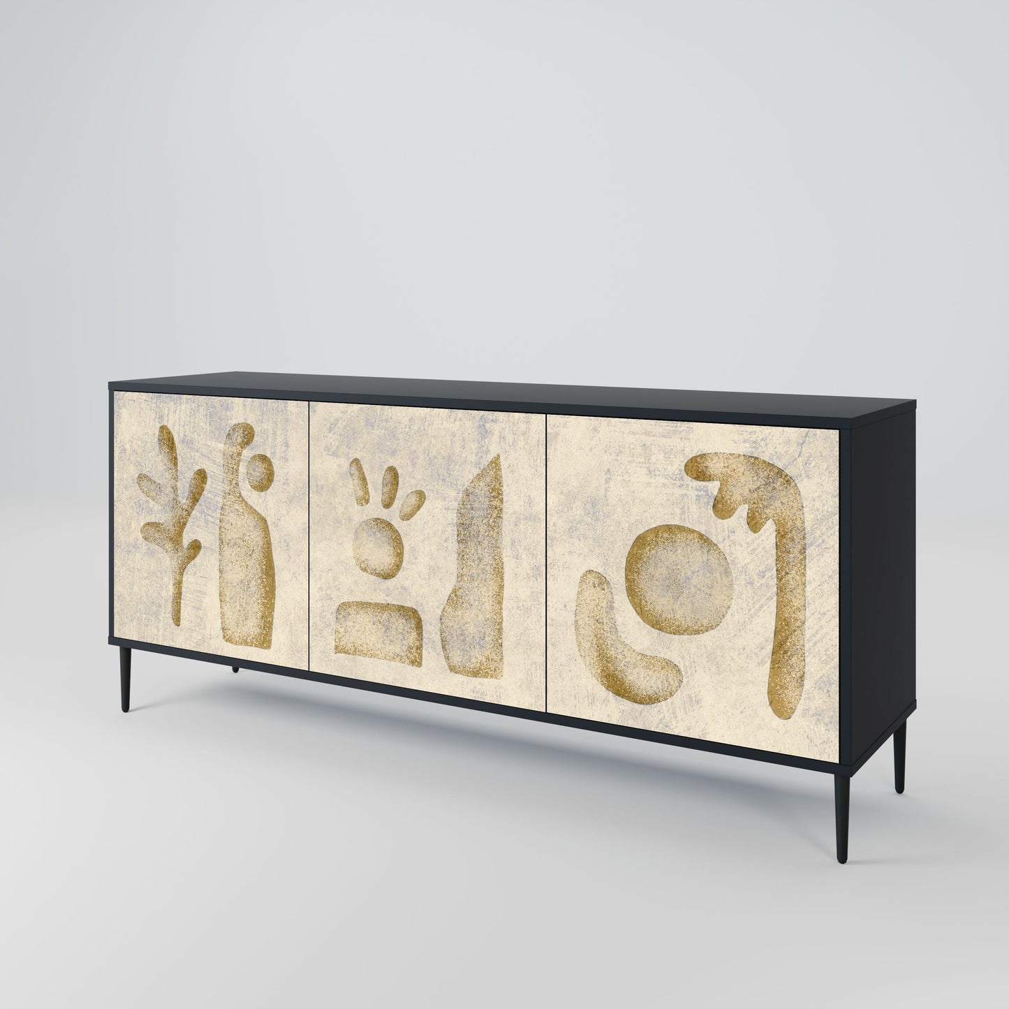 SAND SCULPTURES 3-Door Sideboard in Black Finish