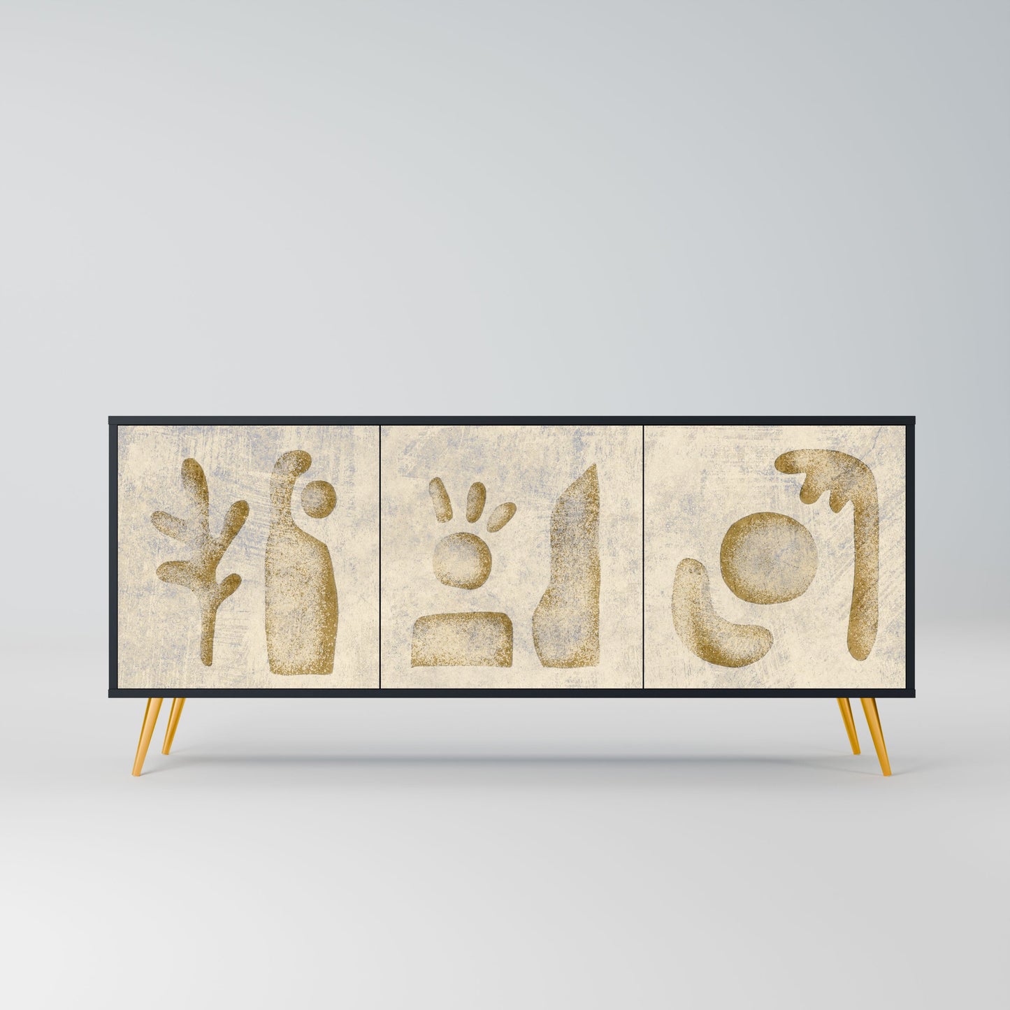 SAND SCULPTURES 3-Door Sideboard in Black Finish