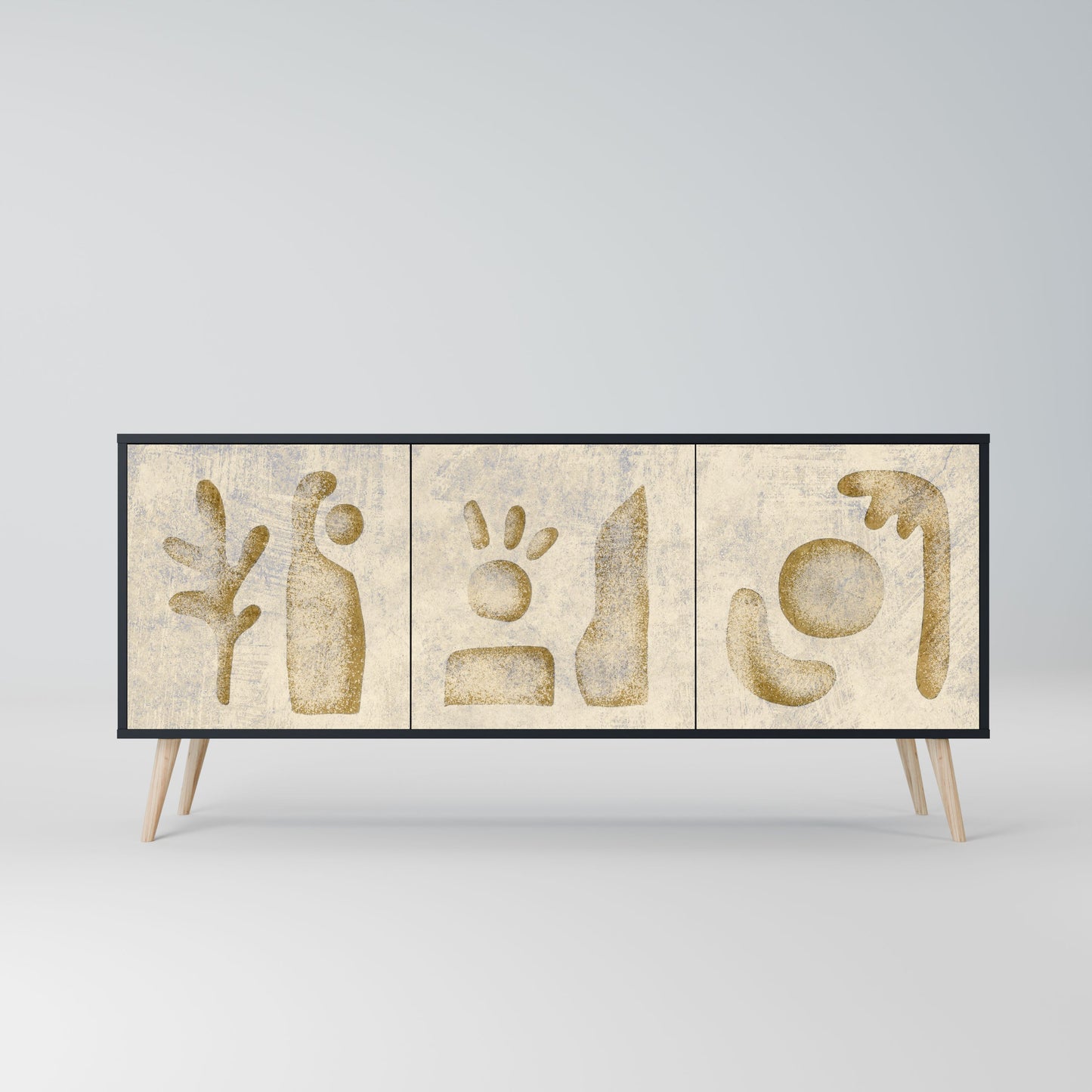 SAND SCULPTURES 3-Door Sideboard in Black Finish