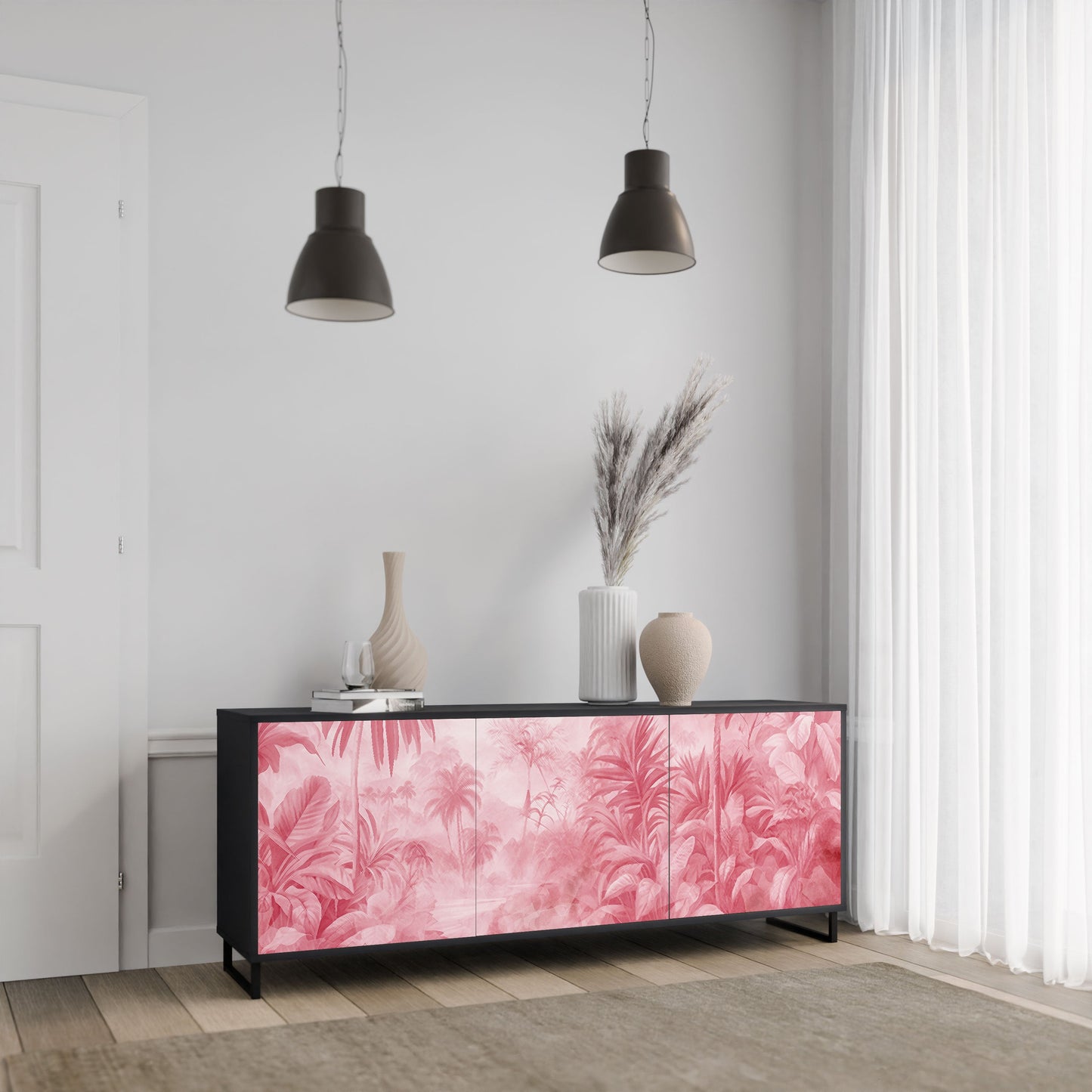 Credenza a 3 ante SWEET TROPICS in finitura nera