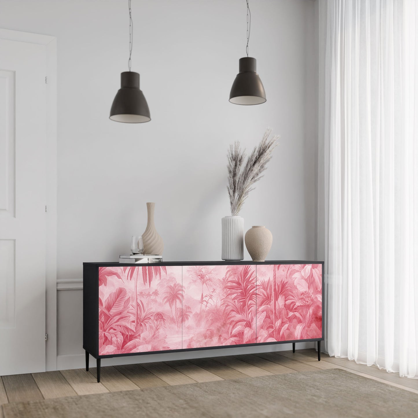 Credenza a 3 ante SWEET TROPICS in finitura nera