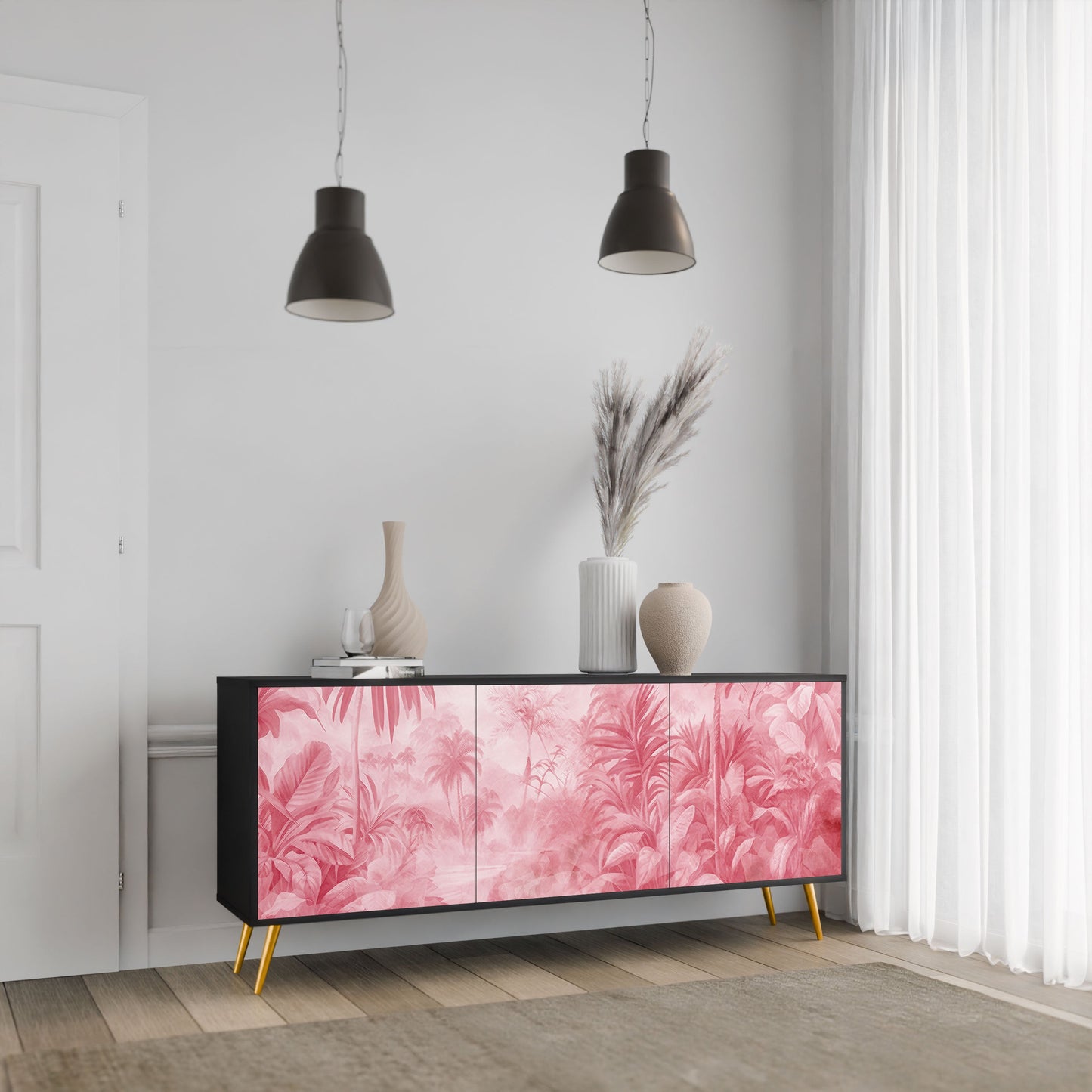 Credenza a 3 ante SWEET TROPICS in finitura nera