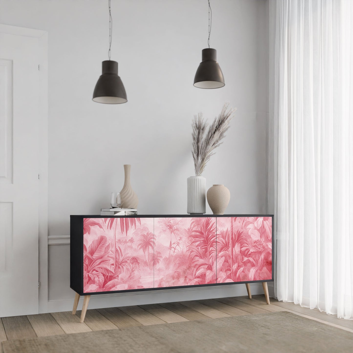 Credenza a 3 ante SWEET TROPICS in finitura nera