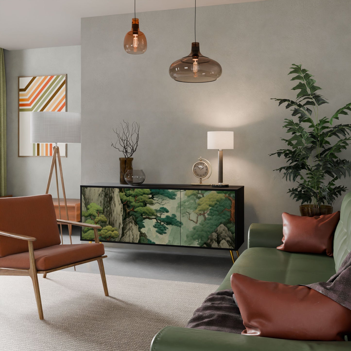 Credenza a 3 ante VERDURE ABYSS in finitura nera