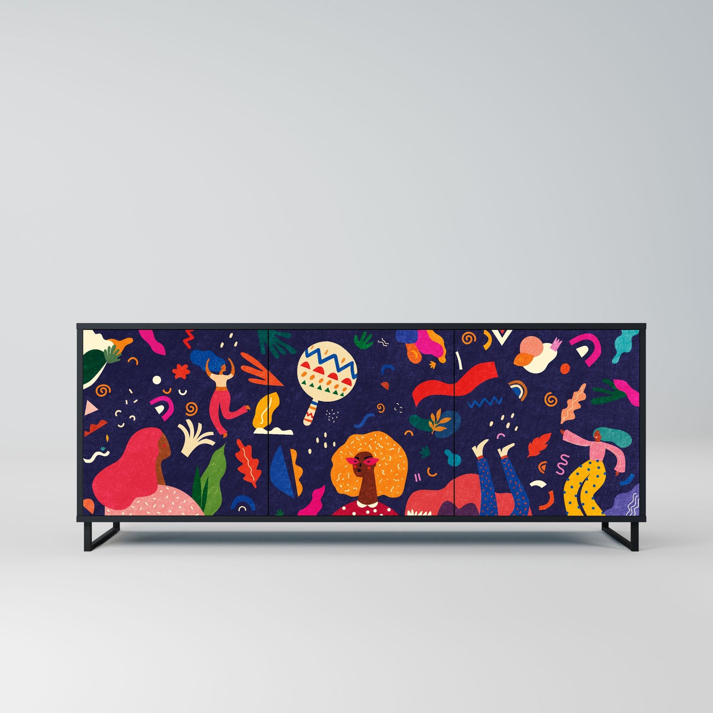 Credenza FESTIVE PLEASURES a 3 ante in finitura nera