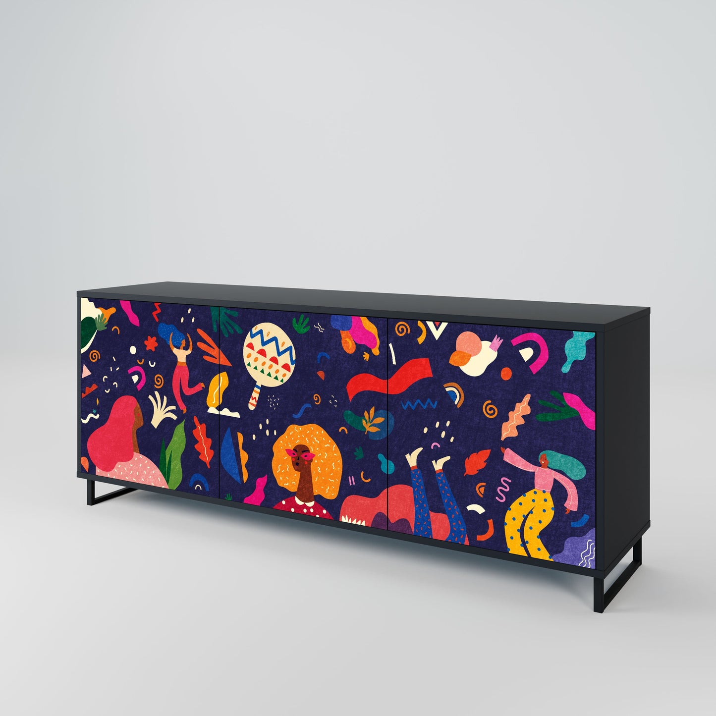 Credenza FESTIVE PLEASURES a 3 ante in finitura nera