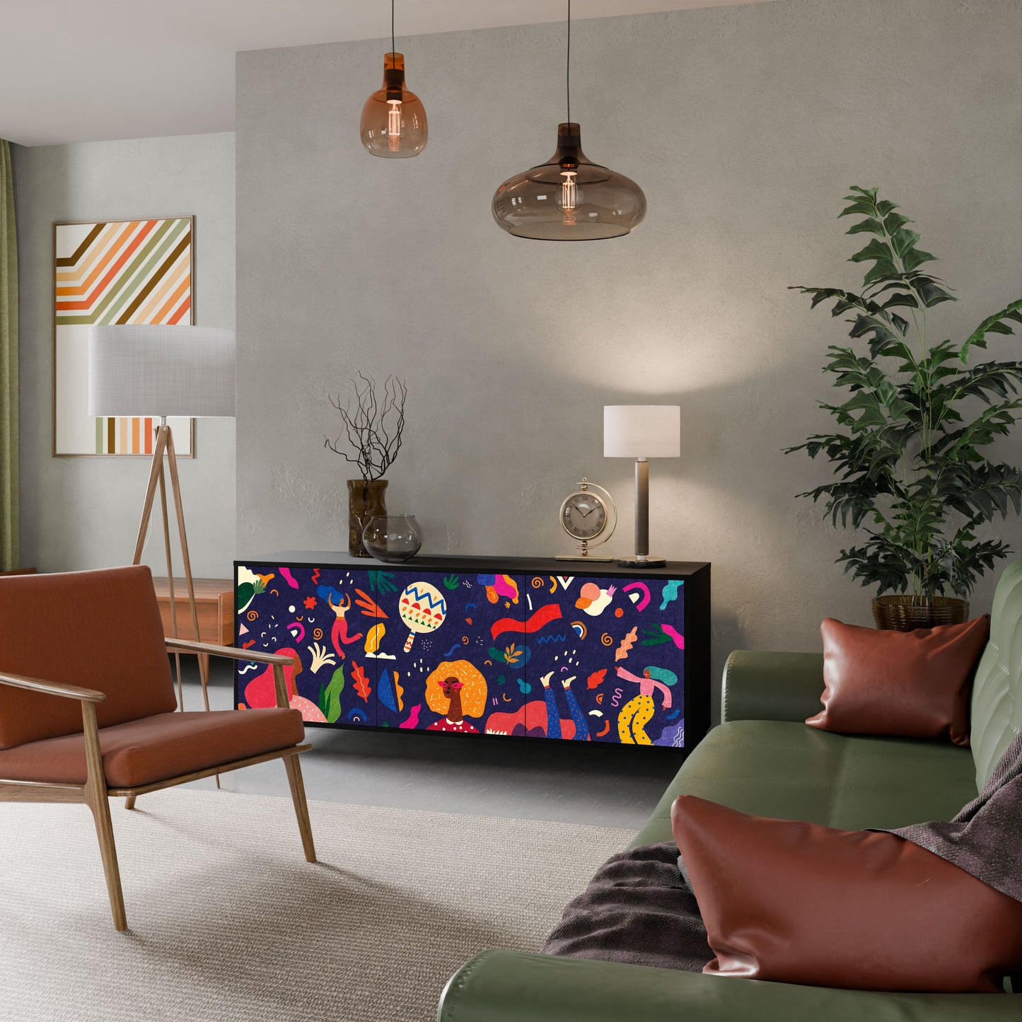 Credenza FESTIVE PLEASURES a 3 ante in finitura nera