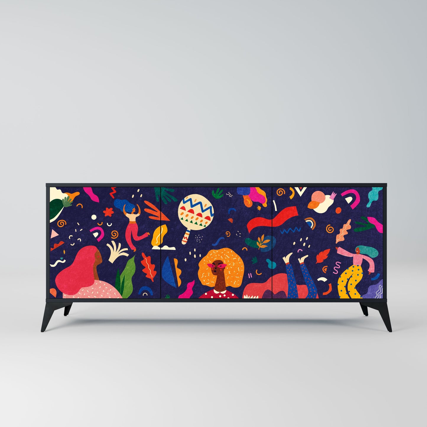 Credenza FESTIVE PLEASURES a 3 ante in finitura nera
