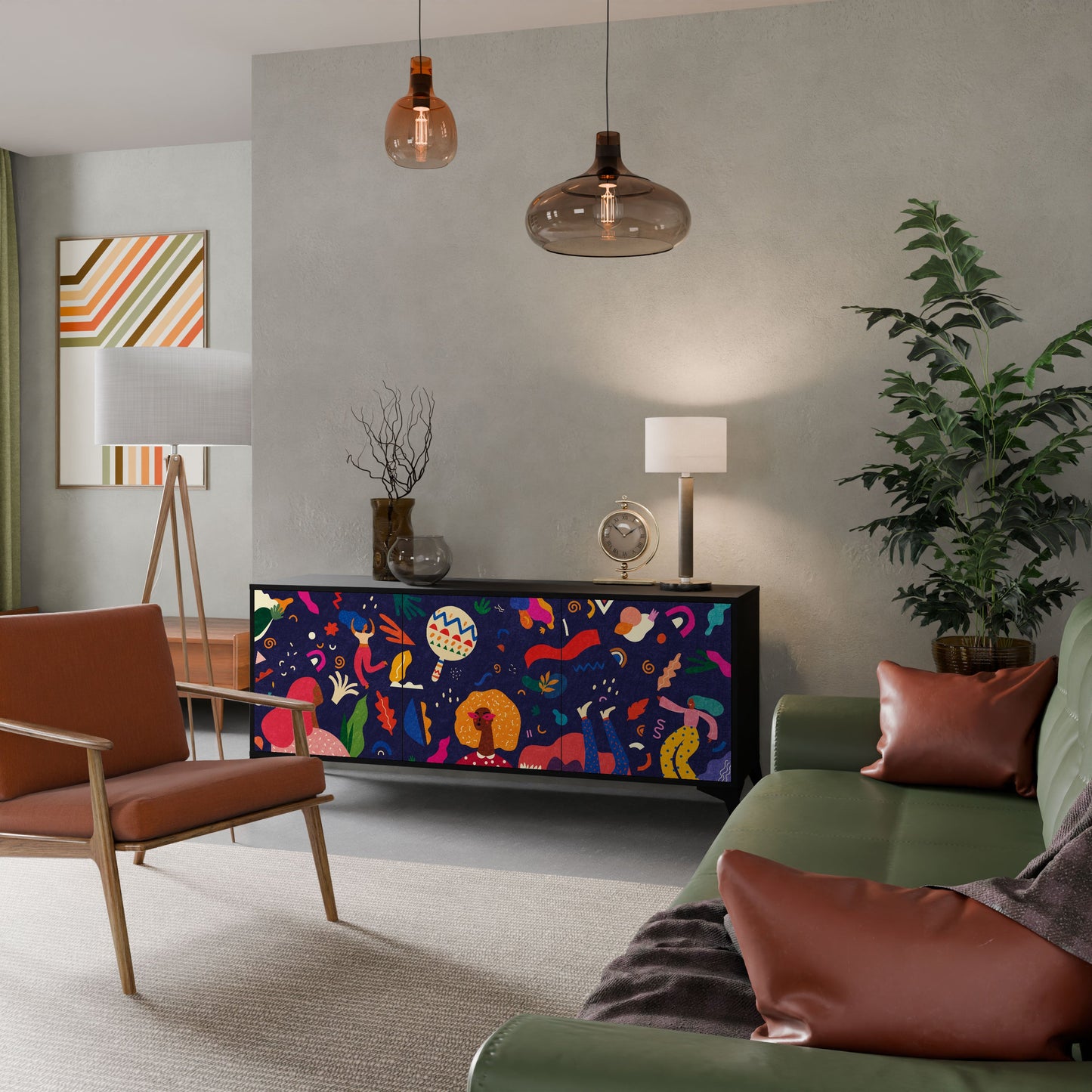 Credenza FESTIVE PLEASURES a 3 ante in finitura nera