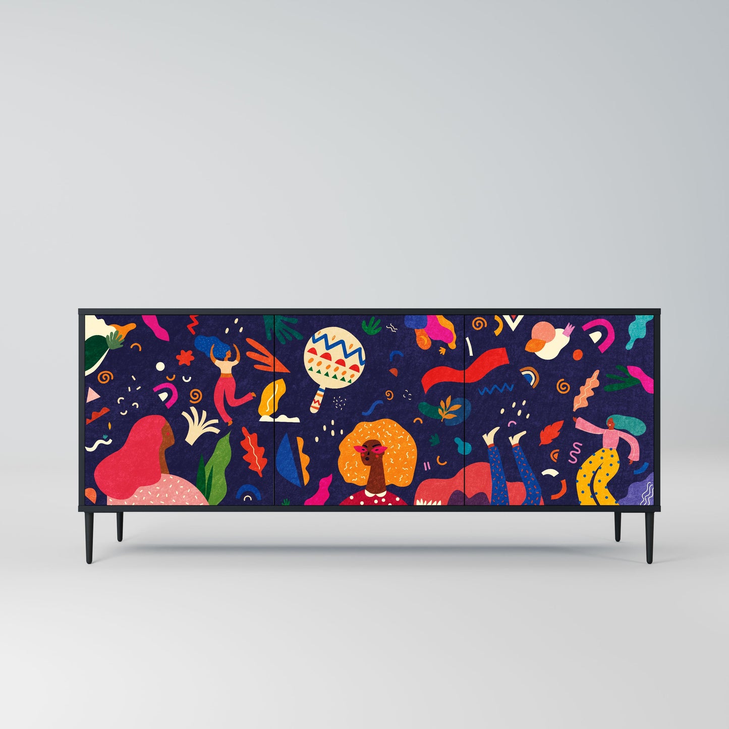 Credenza FESTIVE PLEASURES a 3 ante in finitura nera