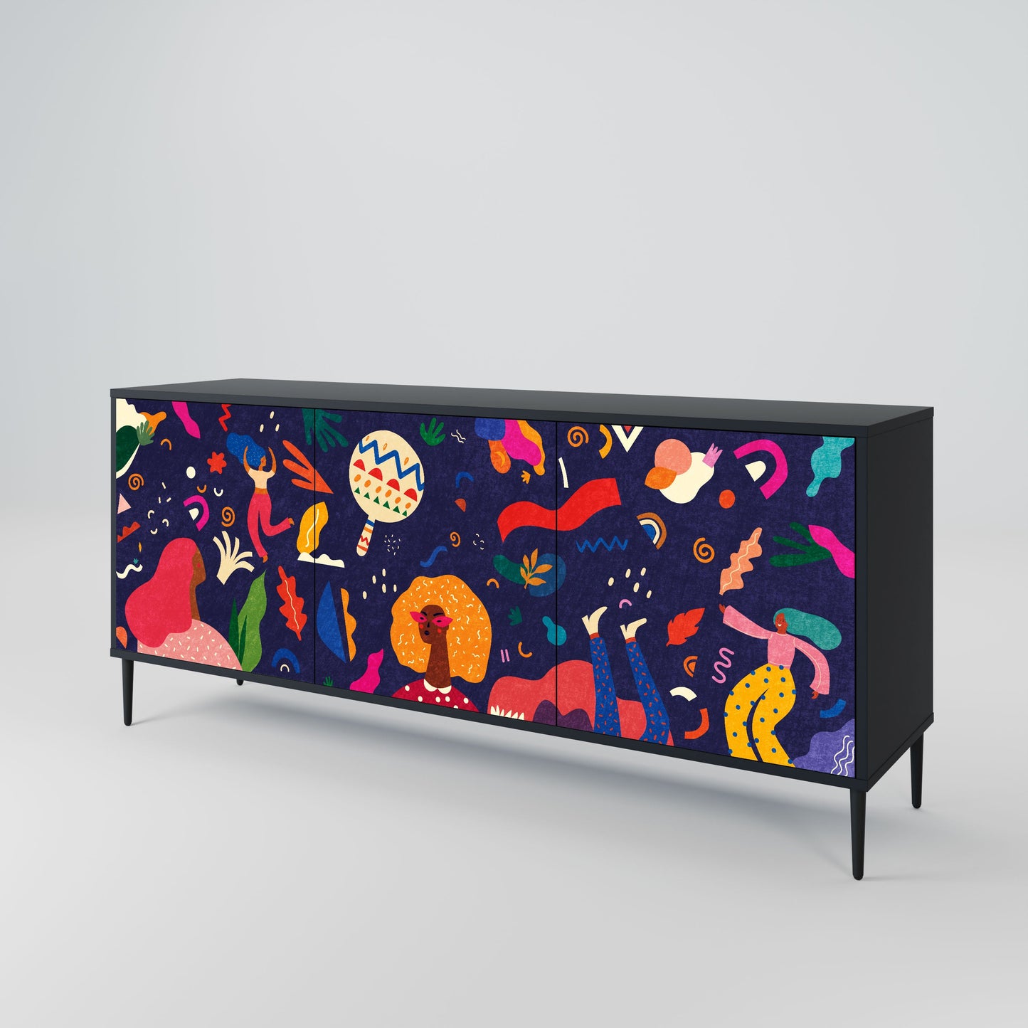 Credenza FESTIVE PLEASURES a 3 ante in finitura nera