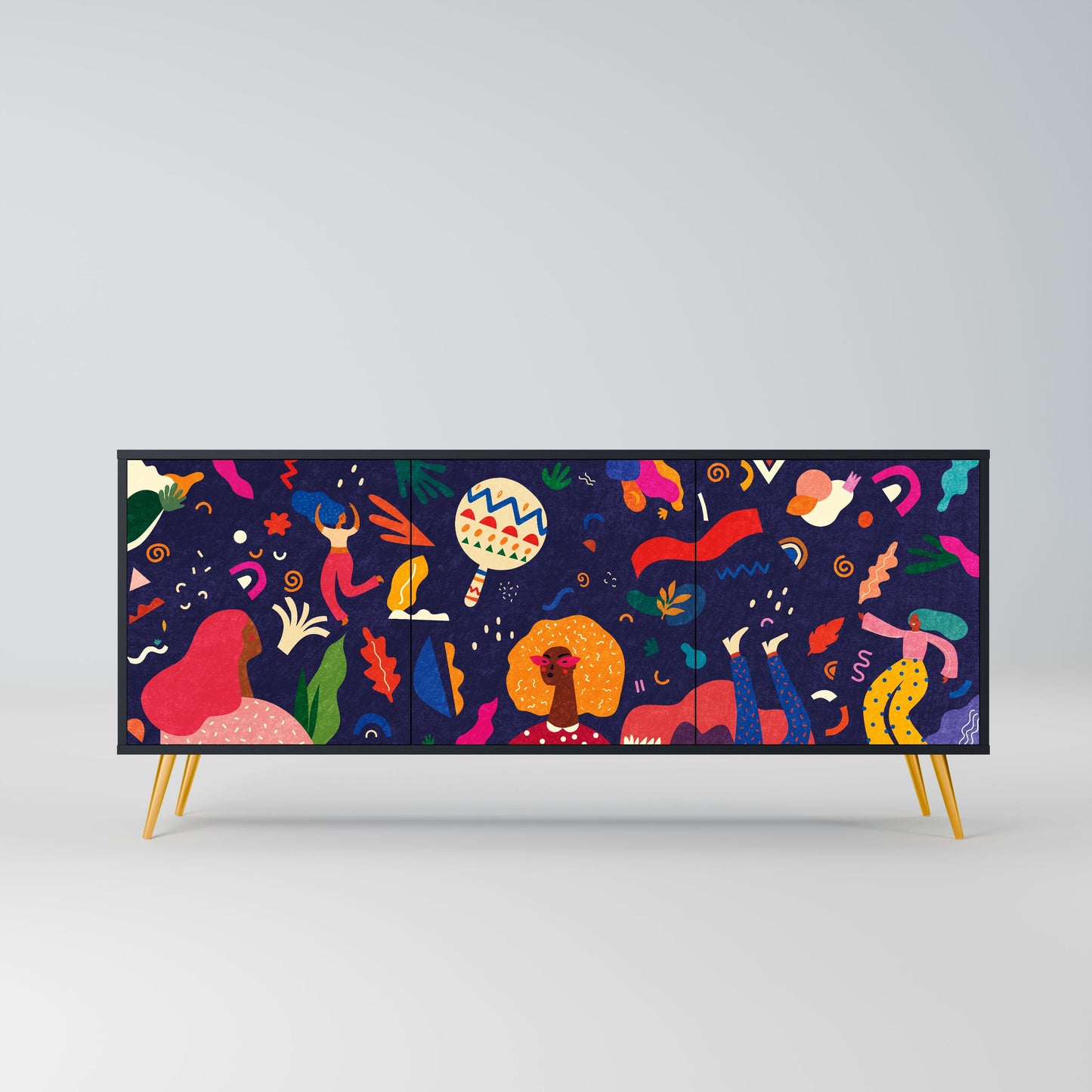 Credenza FESTIVE PLEASURES a 3 ante in finitura nera