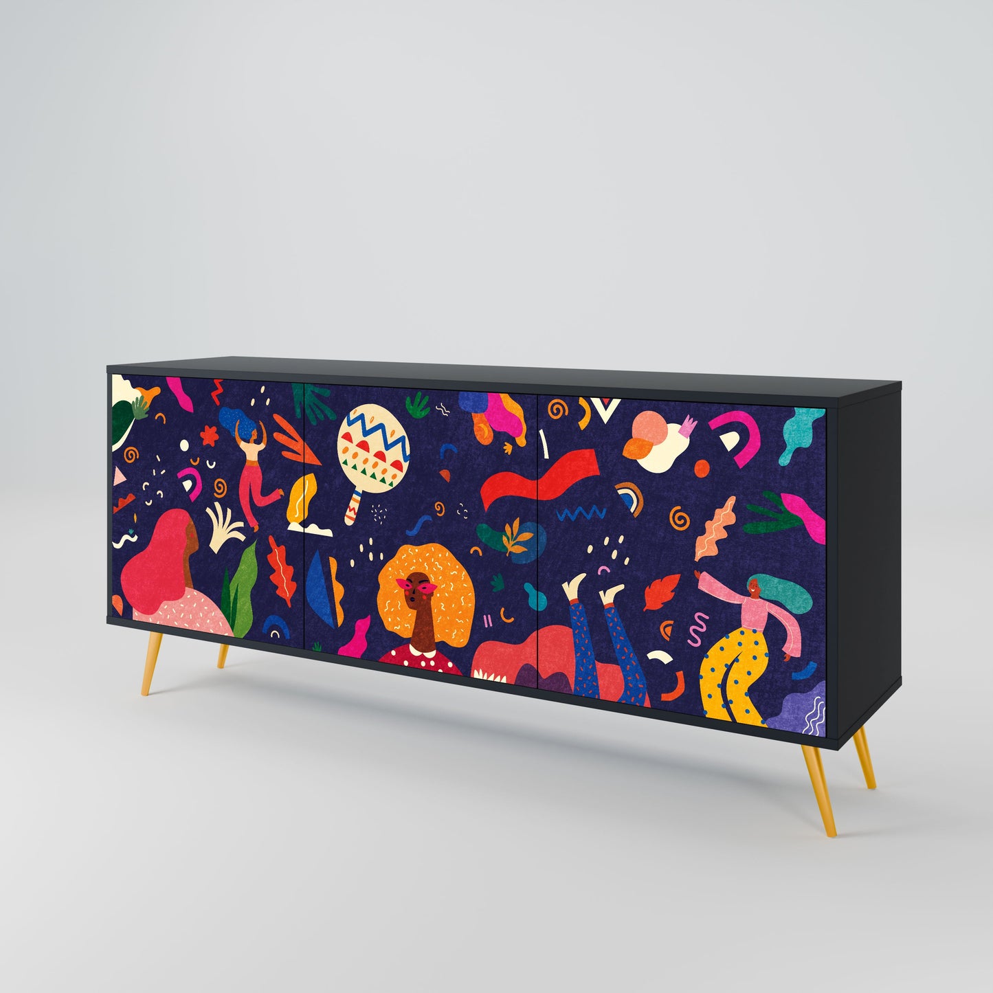 Credenza FESTIVE PLEASURES a 3 ante in finitura nera