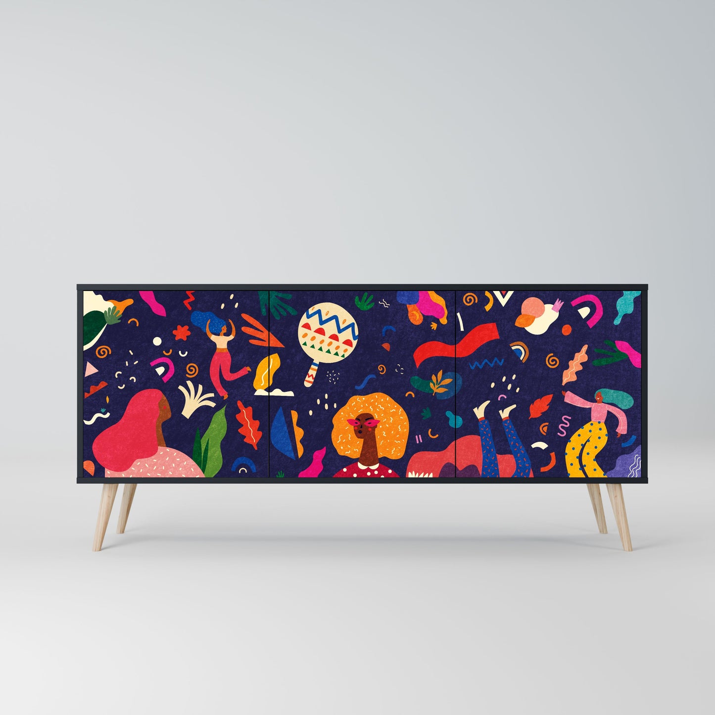 Credenza FESTIVE PLEASURES a 3 ante in finitura nera