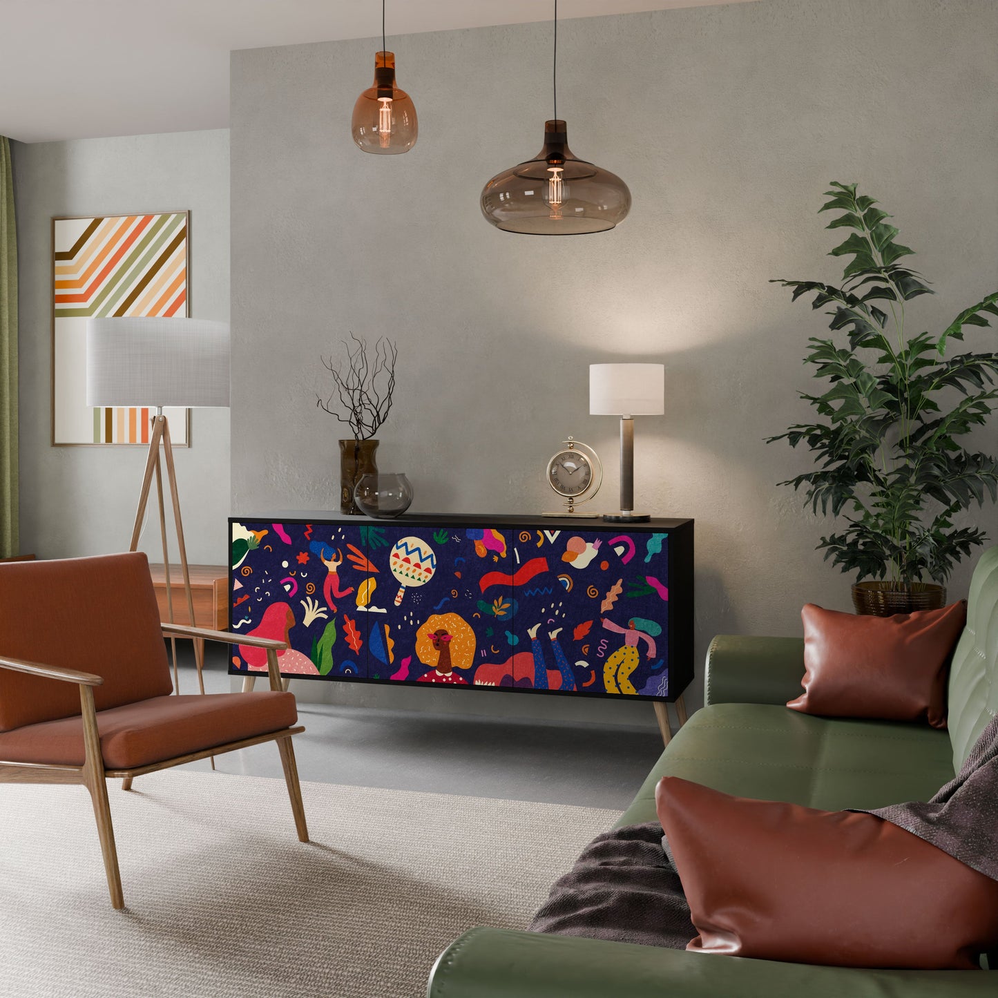 Credenza FESTIVE PLEASURES a 3 ante in finitura nera