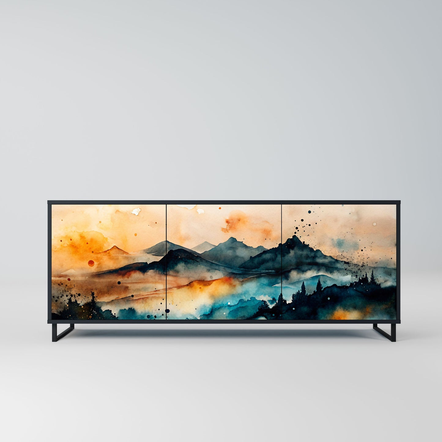 Credenza a 3 ante OMINOUS MOUNTAINS in finitura nera