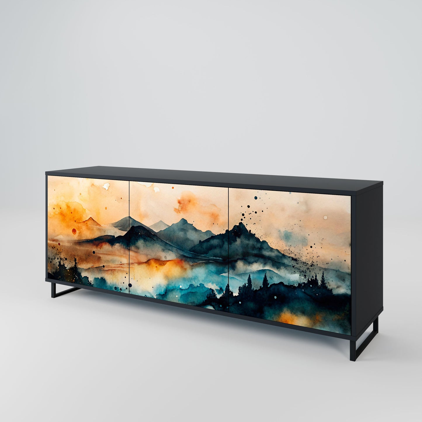 Credenza a 3 ante OMINOUS MOUNTAINS in finitura nera