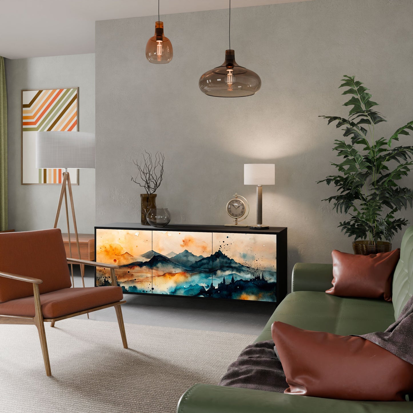 Credenza a 3 ante OMINOUS MOUNTAINS in finitura nera