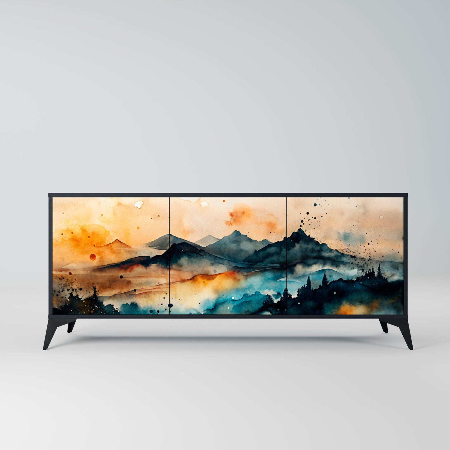 Credenza a 3 ante OMINOUS MOUNTAINS in finitura nera
