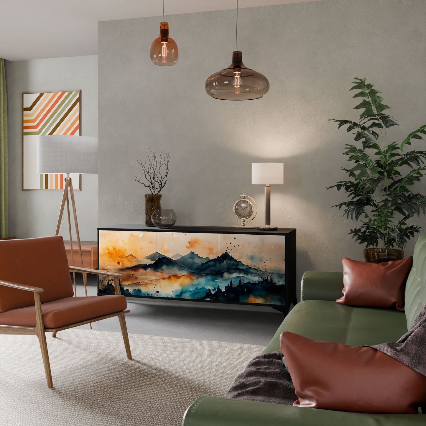 Credenza a 3 ante OMINOUS MOUNTAINS in finitura nera