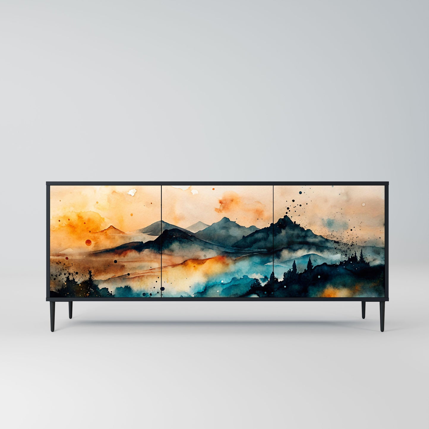 Credenza a 3 ante OMINOUS MOUNTAINS in finitura nera