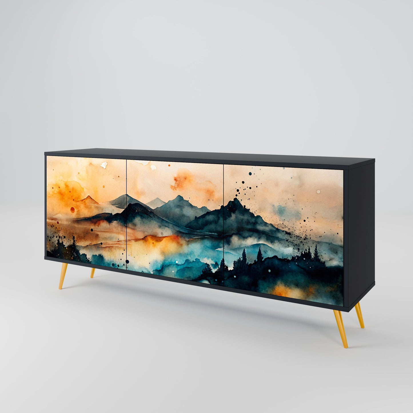 Credenza a 3 ante OMINOUS MOUNTAINS in finitura nera