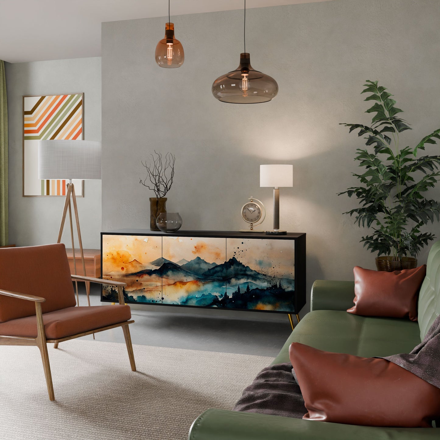 Credenza a 3 ante OMINOUS MOUNTAINS in finitura nera