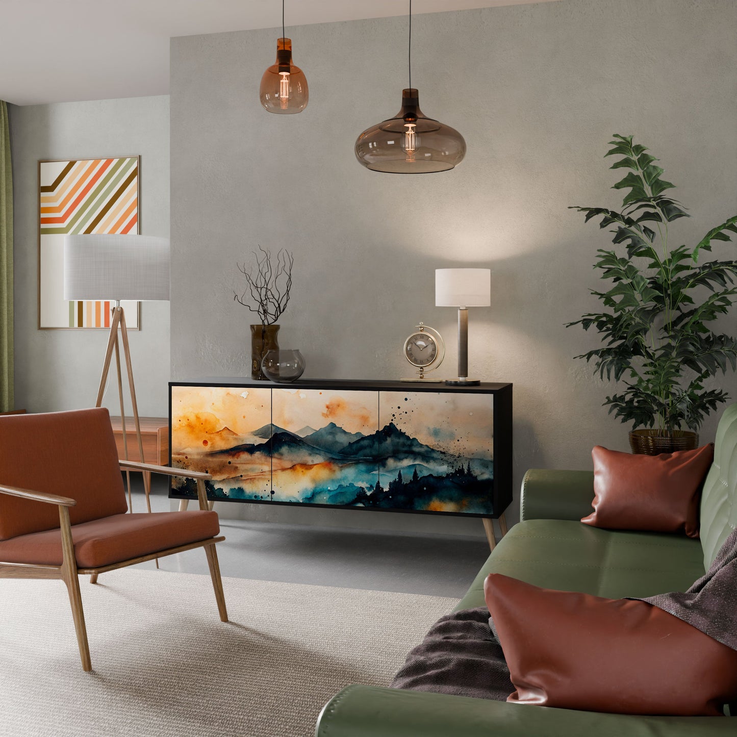 Credenza a 3 ante OMINOUS MOUNTAINS in finitura nera