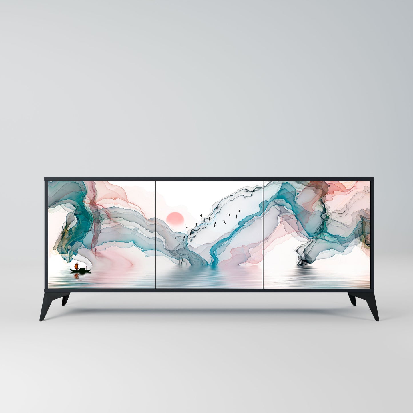 Credenza VELVET CROSSING a 3 ante in finitura nera