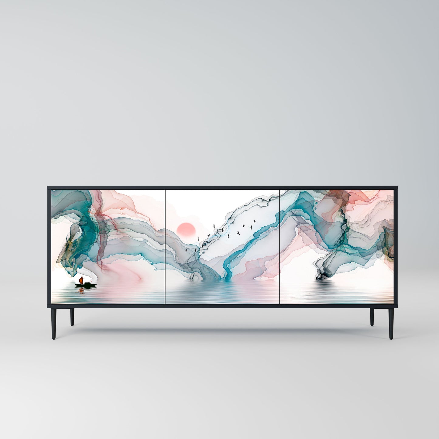 Credenza VELVET CROSSING a 3 ante in finitura nera