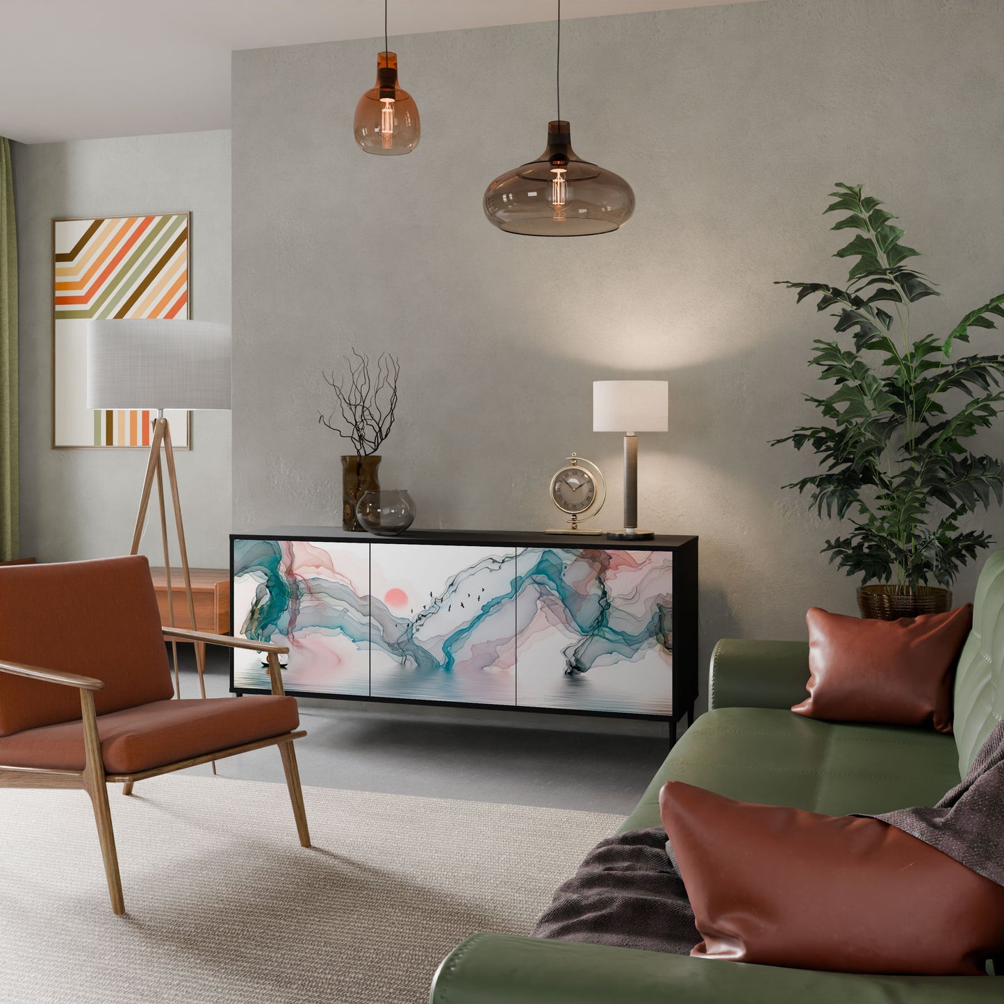 Credenza VELVET CROSSING a 3 ante in finitura nera