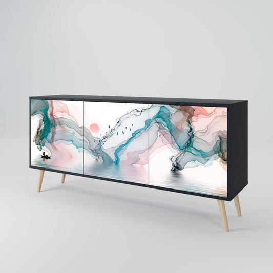 Credenza VELVET CROSSING a 3 ante in finitura nera