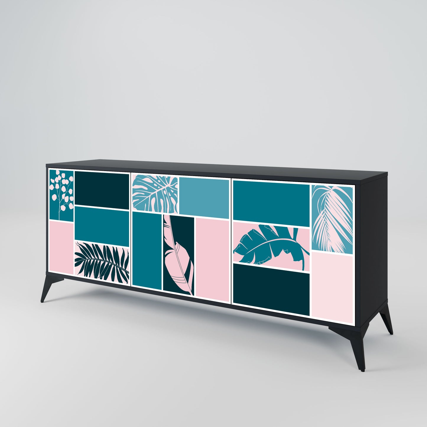 COMBINATION OF SHAPES 3-Door Sideboard in Black Finish