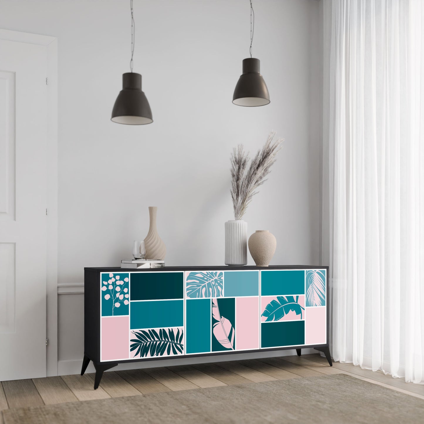 COMBINATION OF SHAPES 3-Door Sideboard in Black Finish