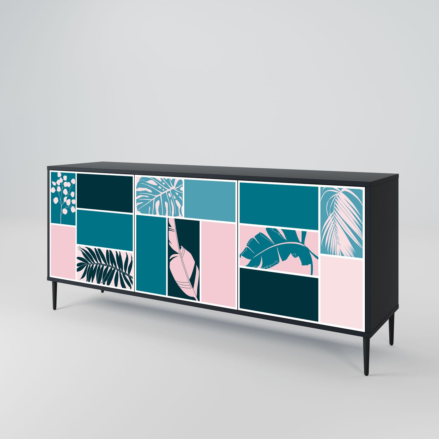 COMBINATION OF SHAPES 3-Door Sideboard in Black Finish