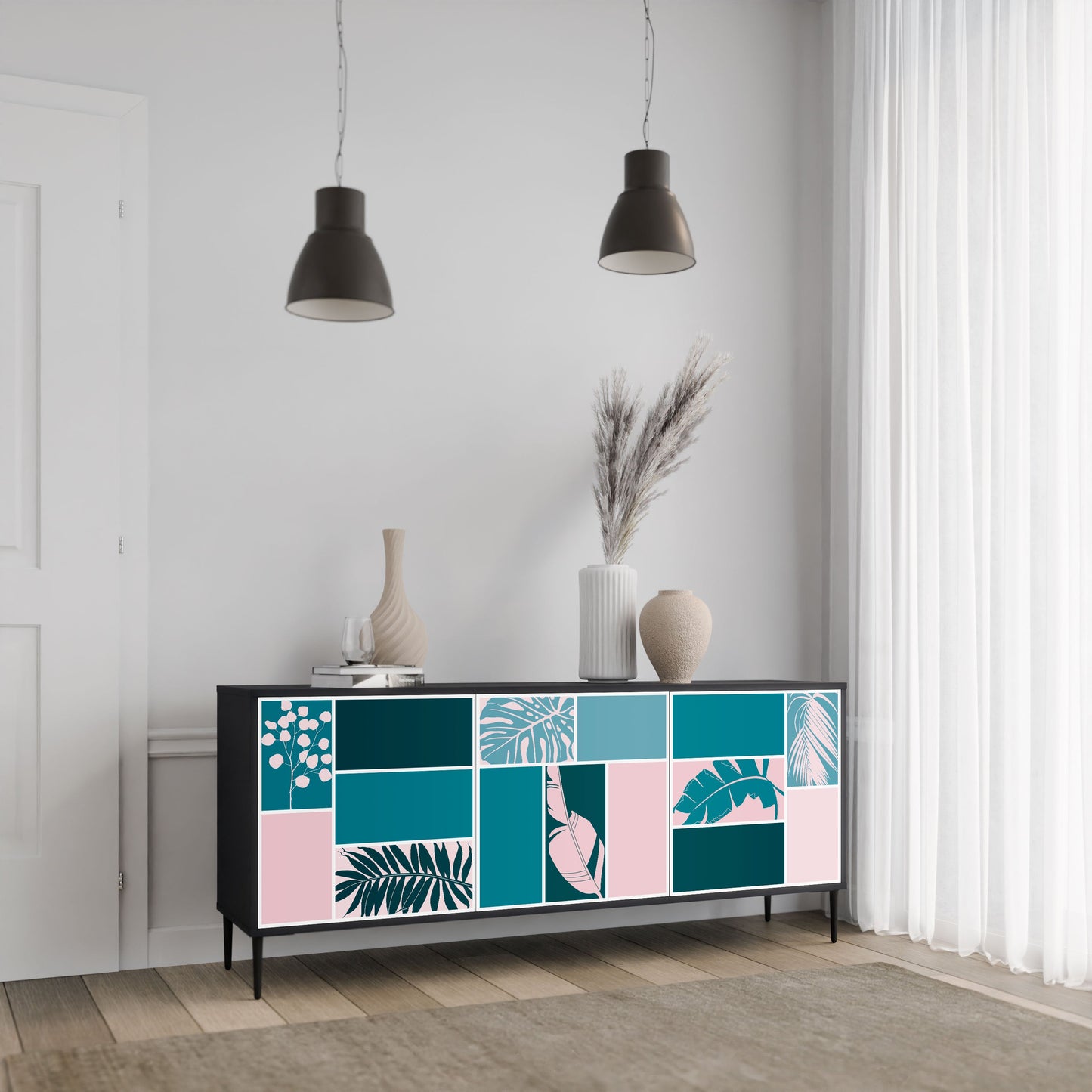 COMBINATION OF SHAPES 3-Door Sideboard in Black Finish