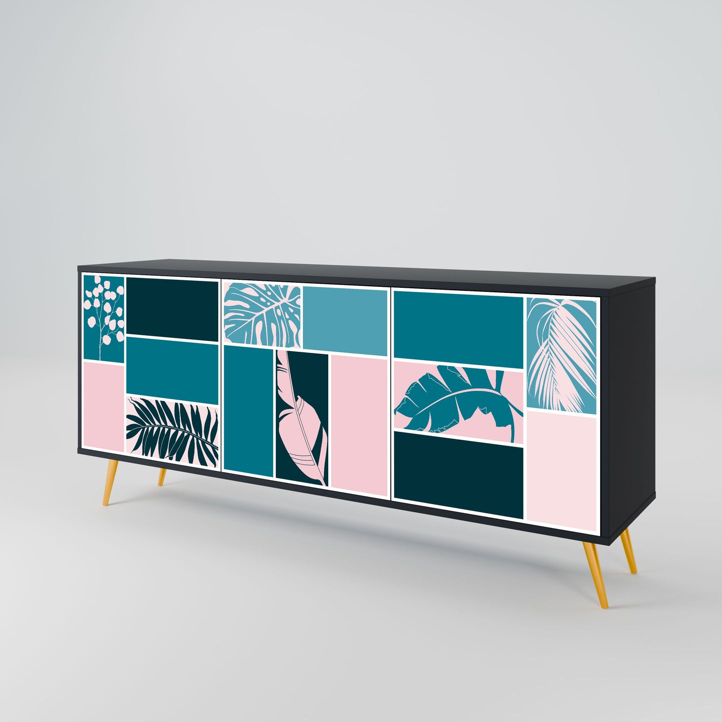 COMBINATION OF SHAPES 3-Door Sideboard in Black Finish