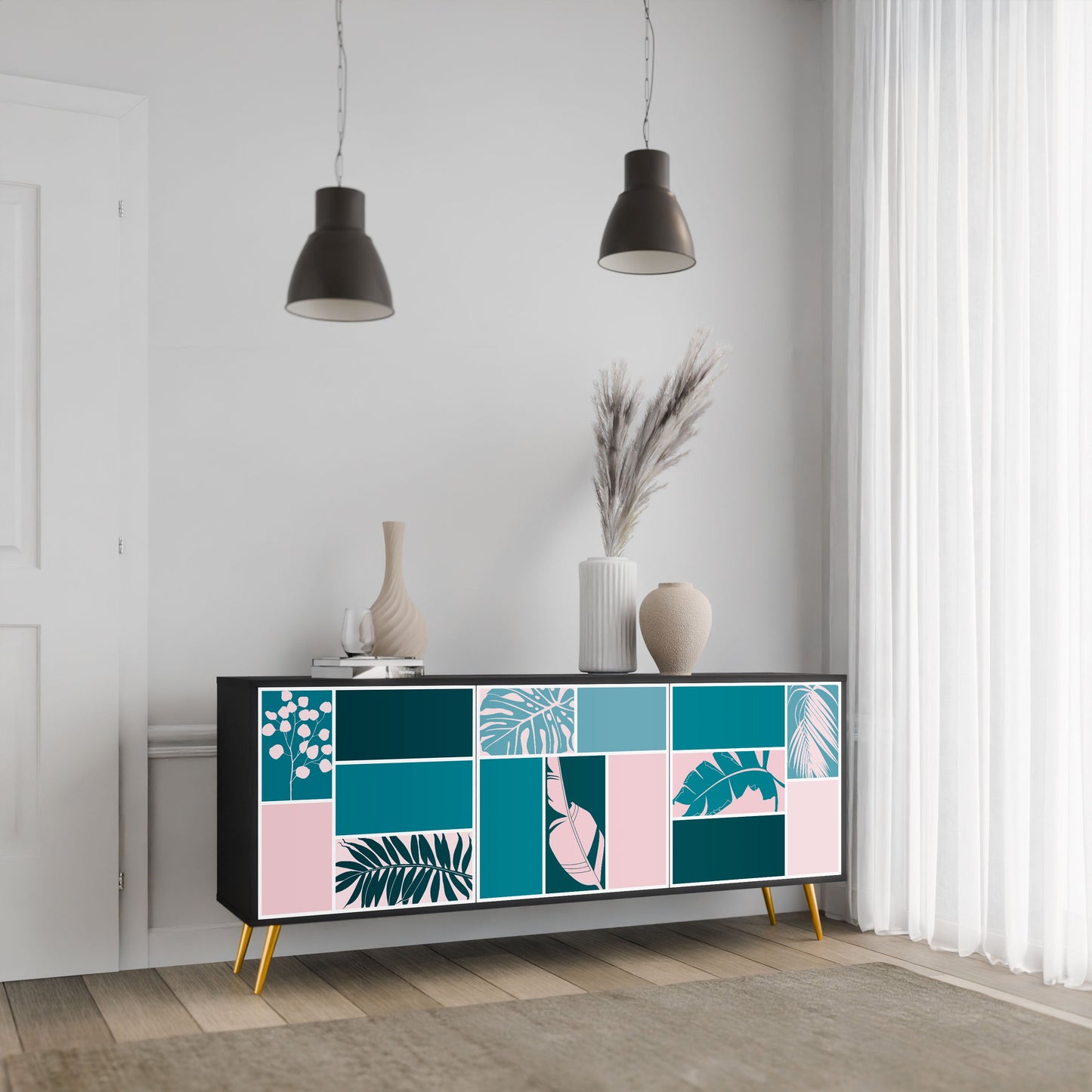 COMBINATION OF SHAPES 3-Door Sideboard in Black Finish