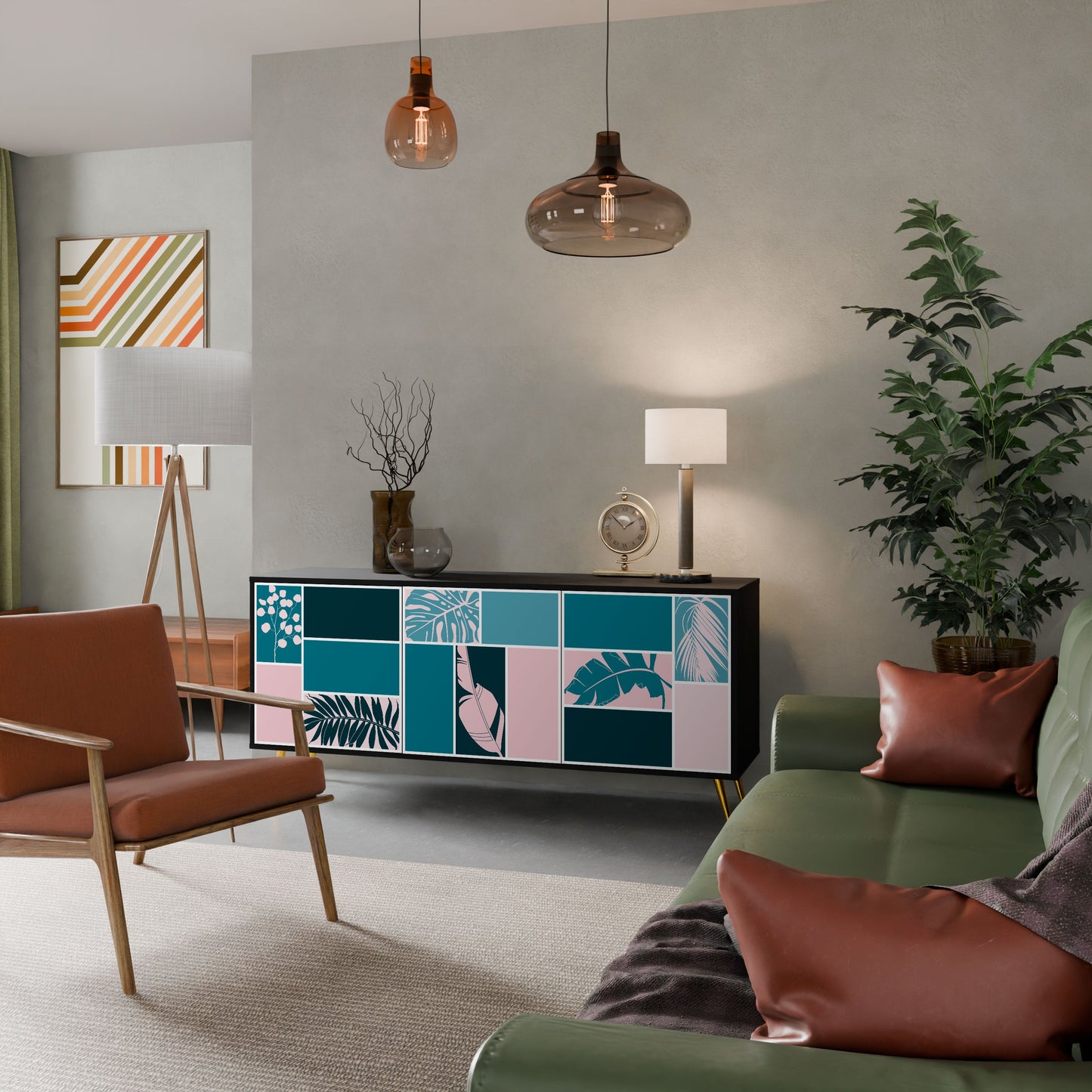 COMBINATION OF SHAPES 3-Door Sideboard in Black Finish