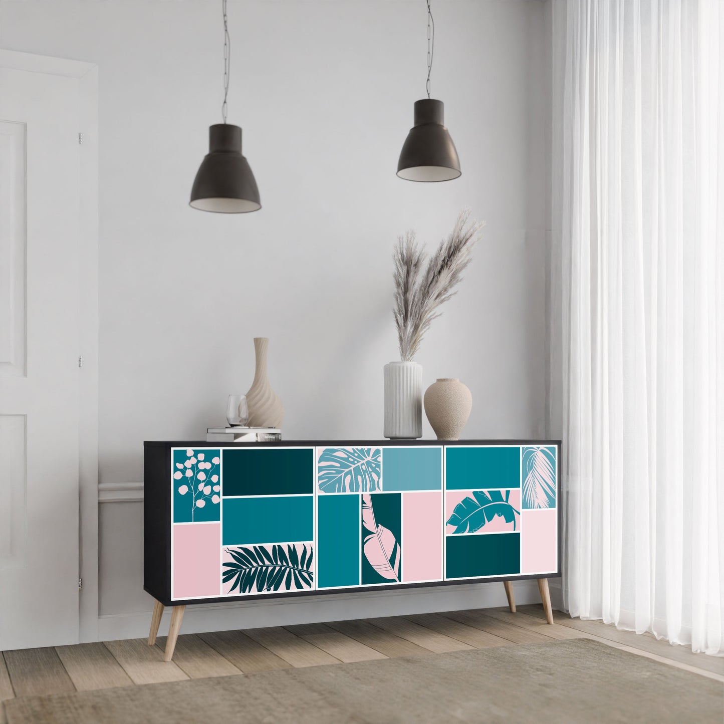 COMBINATION OF SHAPES 3-Door Sideboard in Black Finish